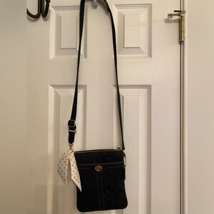 Coach Black Crossbody Bag with Polka Dot Scarf